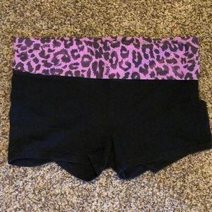 VS Pink yoga Shorts with purple cheetah